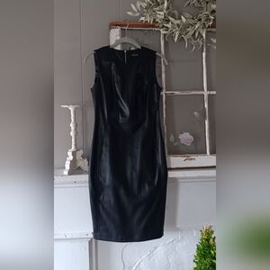 Calvin Klein Black Faux Leather A-line Dress Size 2⚘️